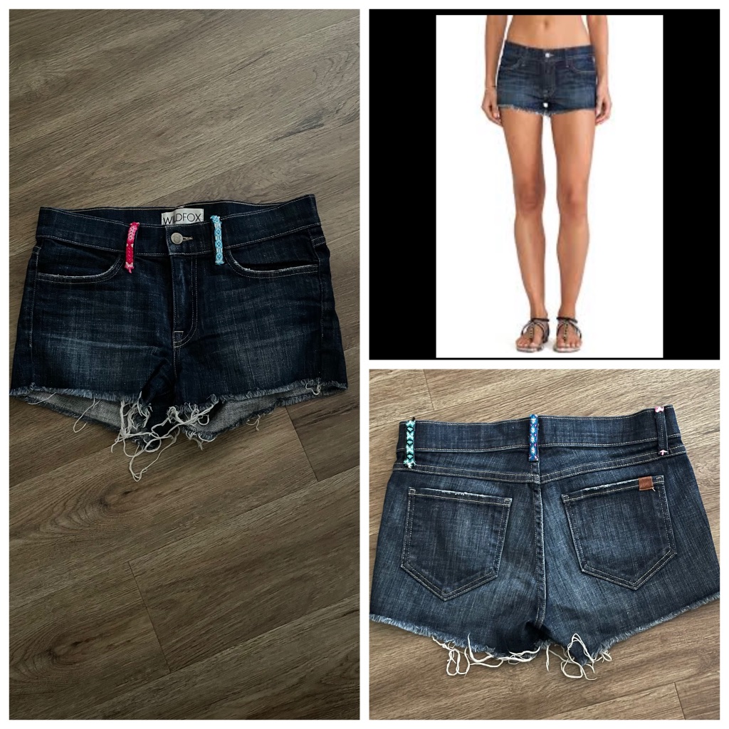 Wildfox Friendship Belt Loops Denim Shorts.Dark Wash